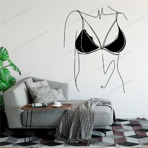 Naked Line Draw Art Wall Sticker For Home Decor Living Room Fashion Wall Decals Valentines Removable Murals Wallpoof CX1463