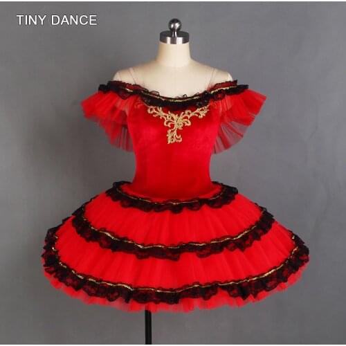 Off-the-shoulder Spanish Tutu Dress Bell Shape Ballet Dance Tutu for Adult Girls Performance Ballerina Dance Costumes BLL414