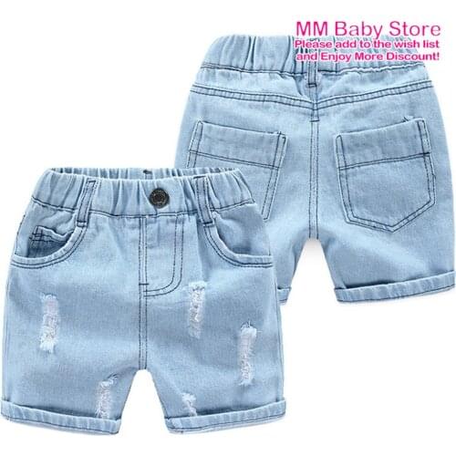 2021 Summer Baby Boys Denim Shorts Fashion Hole Children Jeans South Korea Style Boy Casual Cowboy Shorts Child 2-8Years