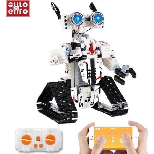 Light Version Creative APP Remote Control Tracked Robot Building Blocks City Programming RC Children Toys Kids Birthday Gifts