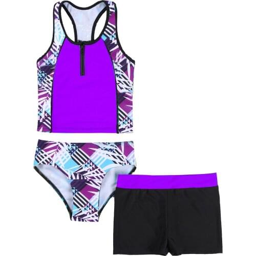 Summer Kids Girls Swimsuits Sets 3 Piece Beachwear Bathing Suit Sleeveless Floral Racerback Vest Triangle Pant Short Outfits