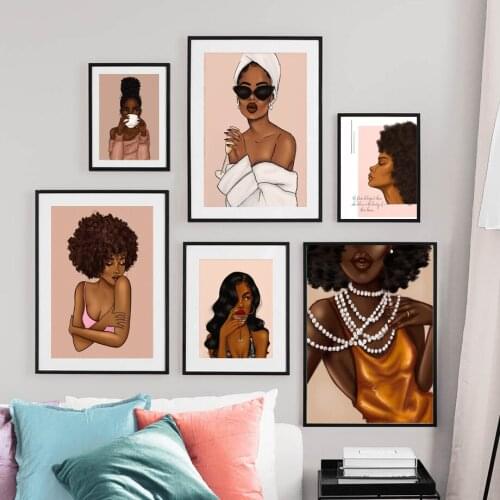 Fashion Black Girl Posters Holiday Time Elegant Sexy Lady Wall Art Canvas Painting for Interior Home Wall Decor Pictures