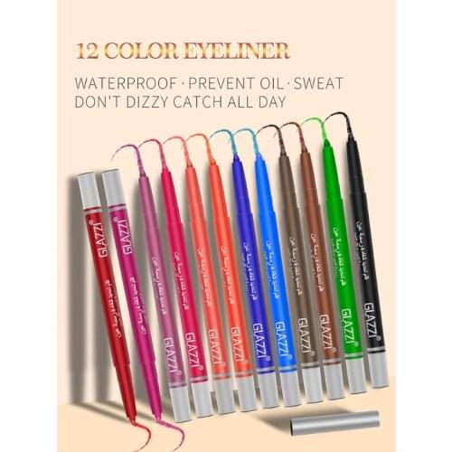 Q1FB 12 Colors Eyeliner Pen Set Eye Liner Gel Pencil Auto-Rotating Colored Eyeliners Waterproof for Women Girls