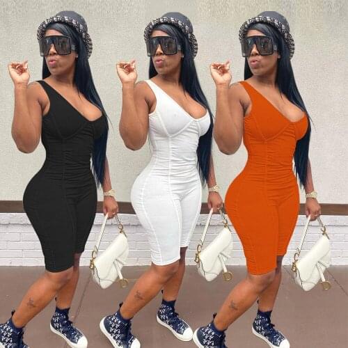 2021 Summer New Style Womens Fashion Sexy Solid Color Sleeveless Stiletto Jumpsuit