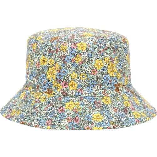Women Breathable Floral Print Double Side Foldable Bucket Hat Outdoor Travel Comfortable Washable Sports Summer Sun Protection