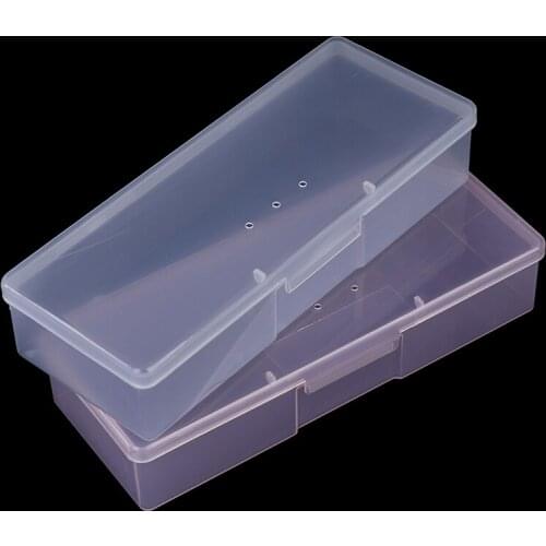 Nail Art Rectangle Plastic Transparent Storage Box Nail Rhinestone Brush Case nail supplies for professionals nail accessories