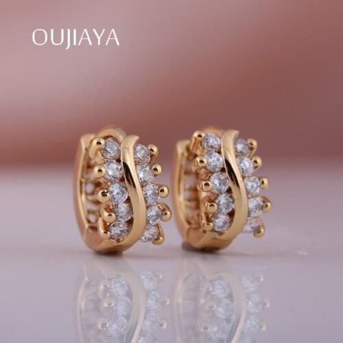 OUJIAYA Luxury Water Drop 585 Rose Gold Earrings Women Natural Zircon Small Dangle earrings Wedding Birthday Gift Jewelry A66