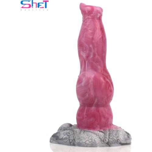 SHET Feel Comfortable Dildo Gory Raw Meat Color Dog Penis G-spot Clitoris Stimulate Female Masturbator Anal Plug Dildosex Toys