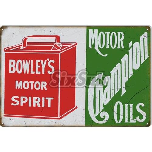 Aged Looking Bowleys Cham pion Motor OilCAR Motor Oil stickers decals# 027042