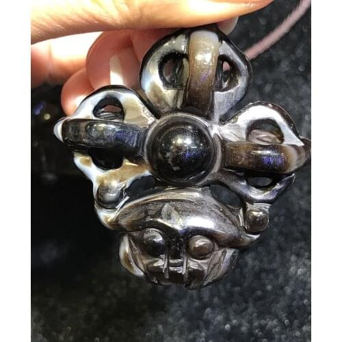 Treasure Talisman Magic Power Tibetan Old onyx Vajor Dorje Tiger Totem Amulet LZK timestown