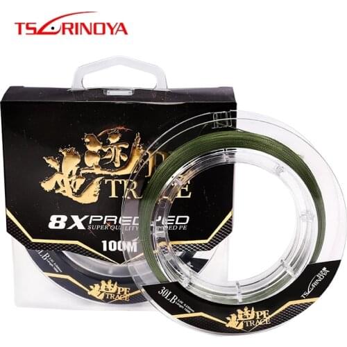 TSURINOYA 8 Braided PE Fishing Line TRACE 100m 20-35lb Multilament Strong Fishing Lure Line Freshwater Saltwater Fishing Line