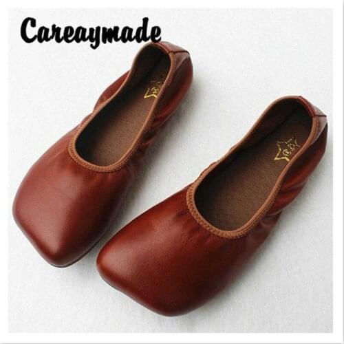 Careaymade-Spring new Genuine Leather Casual flat Shoes,Vintage Soft Pure handmade Header Level Kraft Breathable Shoes