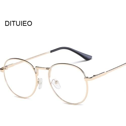 Vintage Transparent Women Glasses Metal Full Frame Optical Round Lens Glasses Female Men Clear Reading Plain Glasses Lady