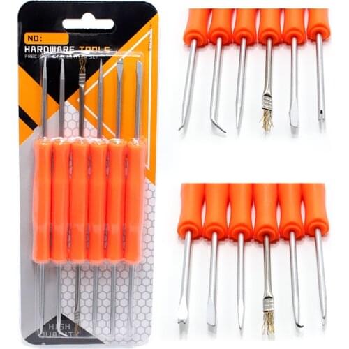 6pcs Desoldering Aid Tool Soldering Hand Assist Tools Set Kit Press Hook Brush Warp Cut Pull Scratch PCB Welding Auxiliary Tool