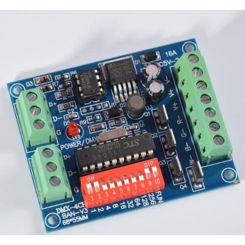 WS-DMX-4CH-BAN-V3 DMX512 Decoder DC5V-24V 4CH 4 channel RGBW Dimmer Controller for LED Strip Light Tape Lamp Module