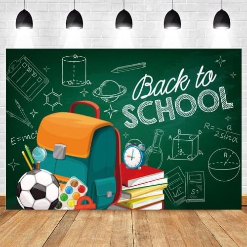 Yeele Football Alarm Clock Blackboard Background Back to School Backdrop Student Class Party Photography Photo Studio Photophone