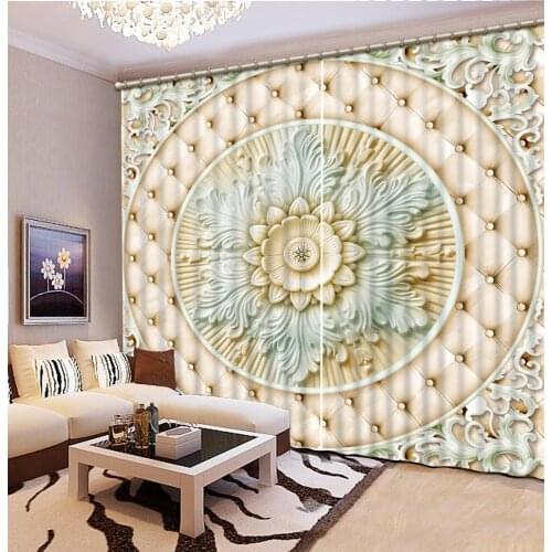 Stereo pattern flower Painting Blackout Curtains Living Room Bedroom Drapes Curtains Sunshade Window Curtain 3D Curtains custom