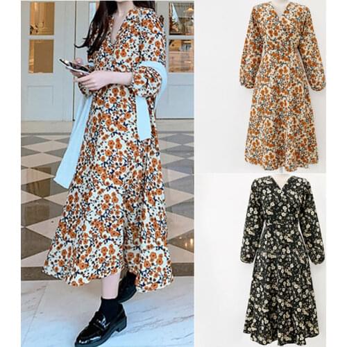 2021 Autumn New Women Dress Oversized Female Print Vestidos Chiffon Ladies Wrist High Waist Dresses Long Sleeve Leopard Robe