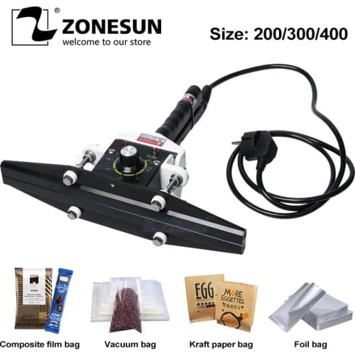ZONESUN Direct-heat Pliers impulse sealing machine handheld electric composite Aluminum foil kraft paper packing sealer packer