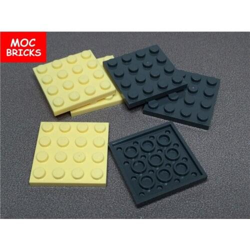 10pcs/lot MOC Bricks Dark gray Light yellow White Plate 4 x 4 fit with 3031 DIY Building Blocks Figure Toys for children gifts