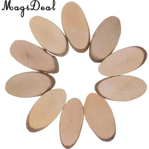 10pcs Oval Shape Wood Slices DIY Rustic Craft Decorations For Christmas Table Centerpieces Cards Wedding Decoration Gift Tags