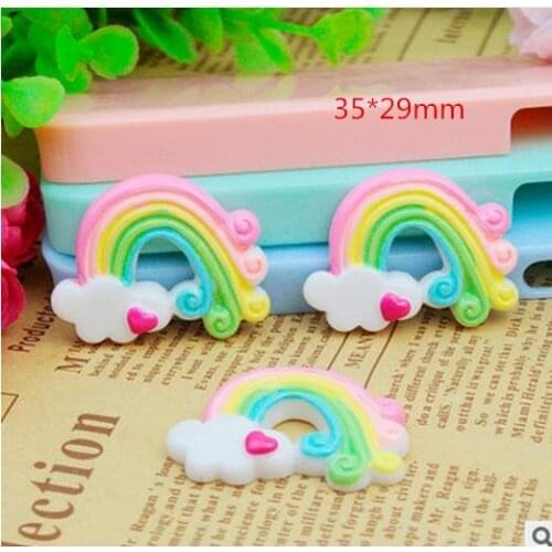 15pcs/lot flat back resin rainbow with heart ,DIY resin craft accessories fashion resin cabochons