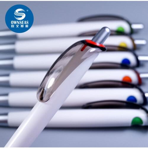 200 Pcs/lot Big transparent clip white engraving ball point pen with logo promotional pen custom