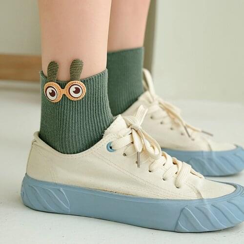 2021 Hot Sale High Quality 5 Pieces Womens Socks Cotton Cute Cartoon Solid Color Embroidered Funny Short Socks For Girls