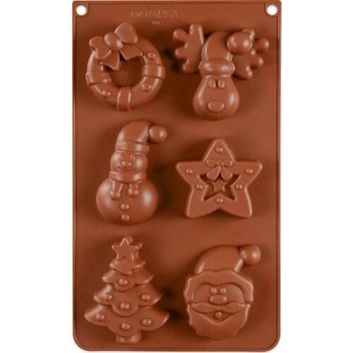 6 Hole Christmas Gifts Cake Mold Santa Snowman DIY Baking Tools 3D Creative Cake Mold For Jelly Chocolate Ice Decoration E355
