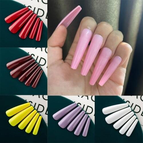 600Pcs/opp Detachable Pink XXL Long Coffin False Nails Candy Colors Ballerina Coffin Fake Nails Full Cover Acrylic Nail Tips
