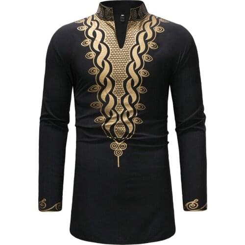 Africa Dashiki Print Dress Shirt Men Nice Fashion V Neck African Clothes Men Hipster Hip Hop Streetwear Shirt Male Chemise Homme