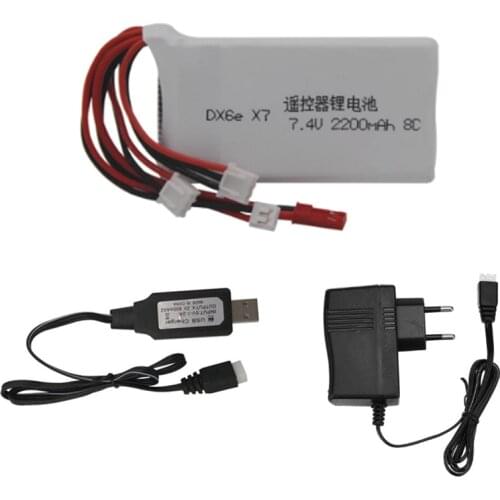 7.4V 2200mah 8C Lipo Battery For Radiolink RC3S RC4GS RC6GS DX6e DX6 For Taranis Q X7 Transmitter parts 7.4v Battery Charger Set