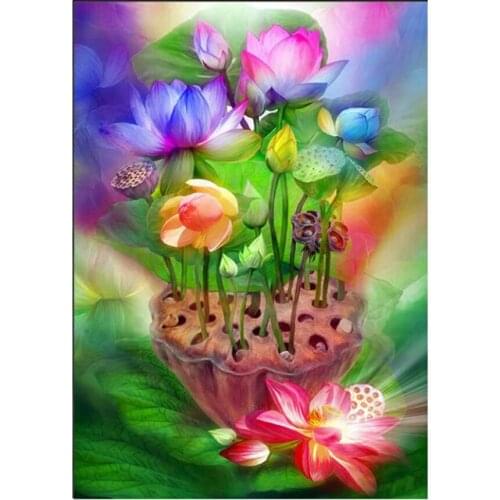 Full Square/Round Drill 5D DIY Diamond Painting "Flower lotus" 3D Embroidery Cross Stitch 5D Home Decor RS201