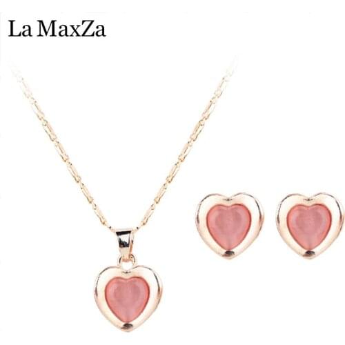 Wedding&Bride Noble Jewelry Womens/Girls Elegant Champagne Heart Chain Necklace Earrings Wedding Jewelry Sets Statement Gifts