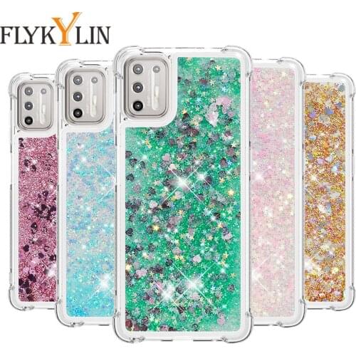 Bling Glitter Case For Motorola Moto G9 Plus Dynamic Liquid Quicksand Phone Case For Etui Moto E6 S E6 Plus Soft Silicone Cover