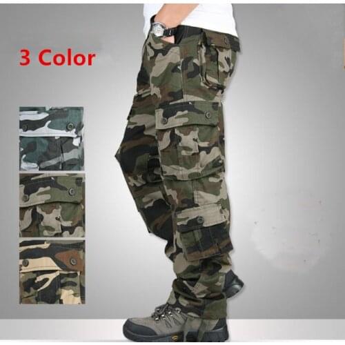 Camouflage Mens Cargo Pants Multifunction Outdoor Slacks Man Multi-pocket Cargo Trousers Plus Size 42 Men Casual Mens Bottoms