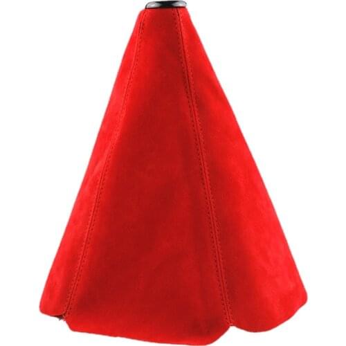 JDM Style Red Suede Leather Shifter Lever Boot Cover Shift Knob Collars for Universal Manual Car