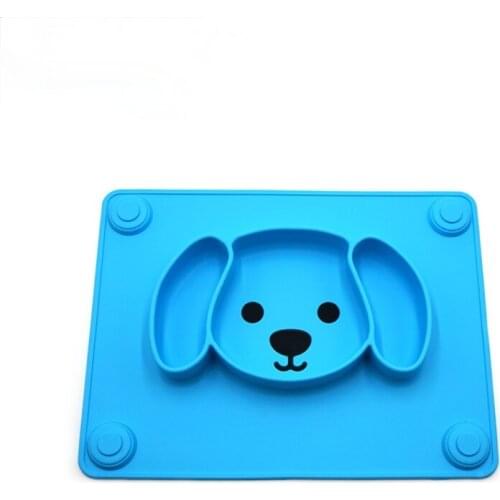 Childrens Cartoon Dog Silicone Plate Integrated Anti-slip Silicone Sucker Plate Baby Complementary Plate