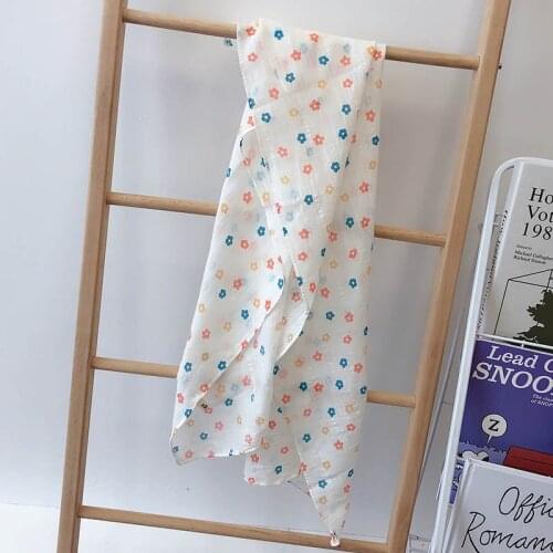 Childrens Scarf Flower Printing Strawberry Fruit Pineapple Cotton And Linen Autumn Winter Girls Accesories Womens Silk Scarf