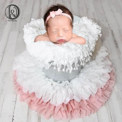 Don&Judy 2pcs/lot Round Flower Soft Chiffon Cushion Photography Baby Props Newborn Photography Prop for Photo Shoot