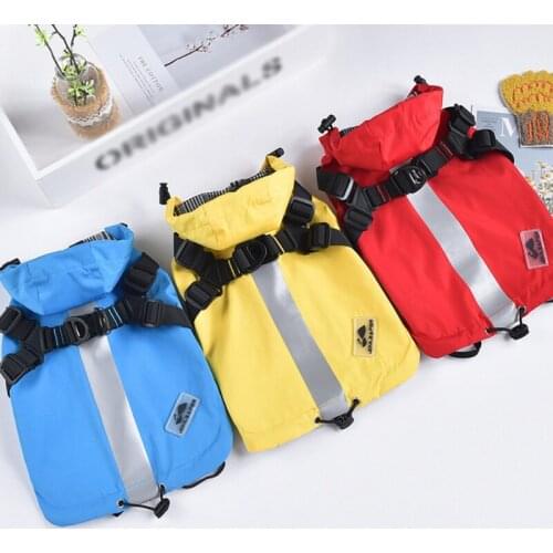 Dog Raincoat With Harness Hooded Raincoats Reflective Safety Strip Dogs Rain Coats Waterproof Outdoor Jackets Raincoat for Dogs
