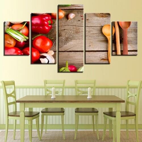 HD Canvas Wall Art Painting For Living Room Wall Decor 5 Pieces Butterfly Fruit Red Tomato Modular Picture For Home Decor