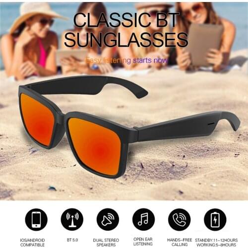 ILEPO Smart Bluetooth Sunglasses Headphone Bluetooth 5.0 Wireless Stereo Audio Sunglasses Earphone Speaker Driving Sunglasses
