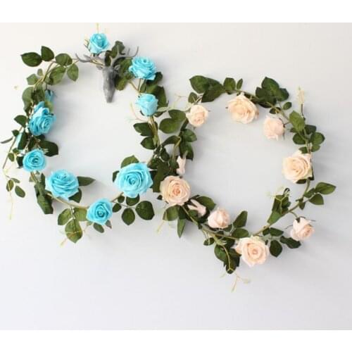 Artificial Rose Decorative Vivid Faux Silk Flower Vines Garland Fake Flowers Wedding Decor Simulation Roses Photography Props