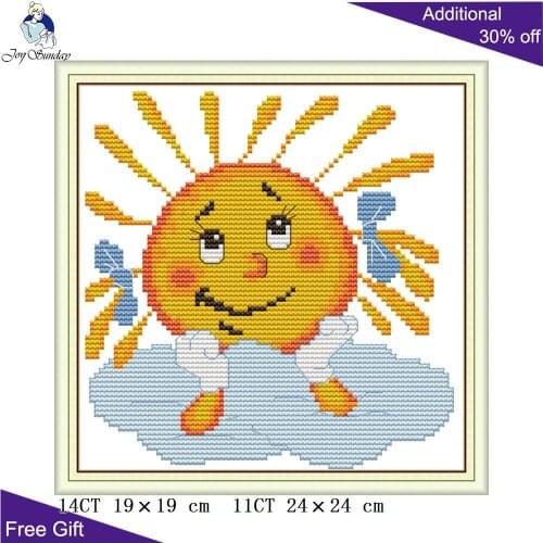 Joy Sunday Sun KB112 14CT 11CT Counted and Stamped Lovely Sun Home Decor Needlepoint Embroidery DIY Cross Stitch kits