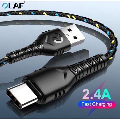 3M 2M 1M USB Type C Cable For Xiaomi Redmi Samsung Cord 2.4A Fast Charging USB C Mobile Phone Cables Type-C Data Cable