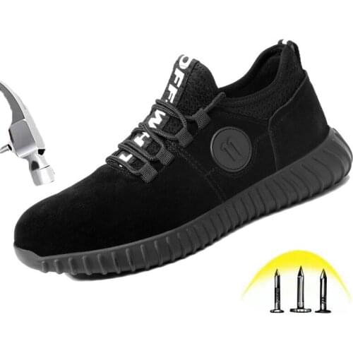 Indestructible Safety Shoes Men Steel toe Anti-smashing Puncture Proof Sneaker Light Comfortable Wear resistant Suede Work Shoes