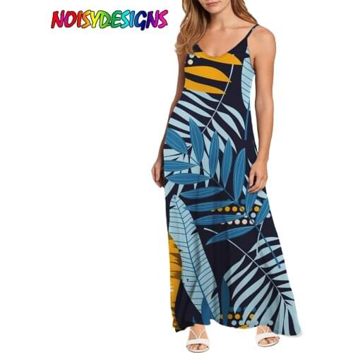 NOISYDESIGNS Hawaiian Tropical Pattern Dress Sexy Sling Women Party Elegant Outfits Summer Club Loose Dresses 2021 Plus Size