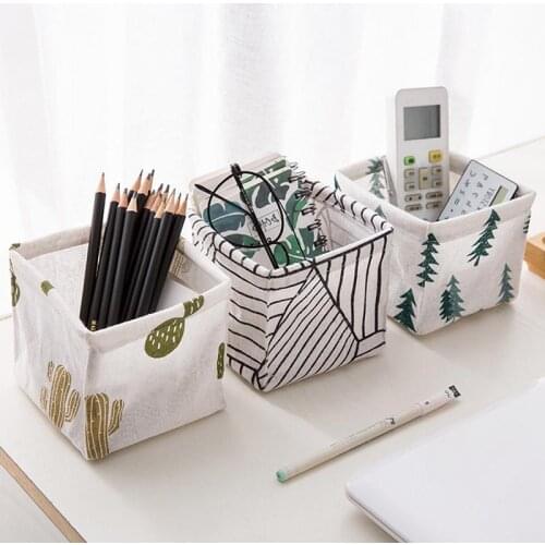 New Cotton and Hemp Desktop Storage Box Office Desk Stationery Storage Basket Cosmetics Sundry Sorting Box Wholesale