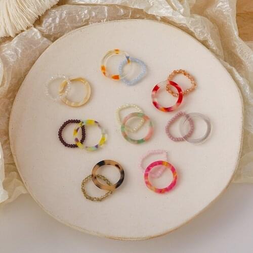 2021 New Colorful Transparent Acrylic Geometric Round Ring Minimalist Resin Acetate Plate Finger Rings for Women Girls Jewelry